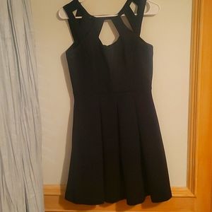 <NEW!> BETSEY JOHNSON black fit and flare dress with cutout neckline size 4